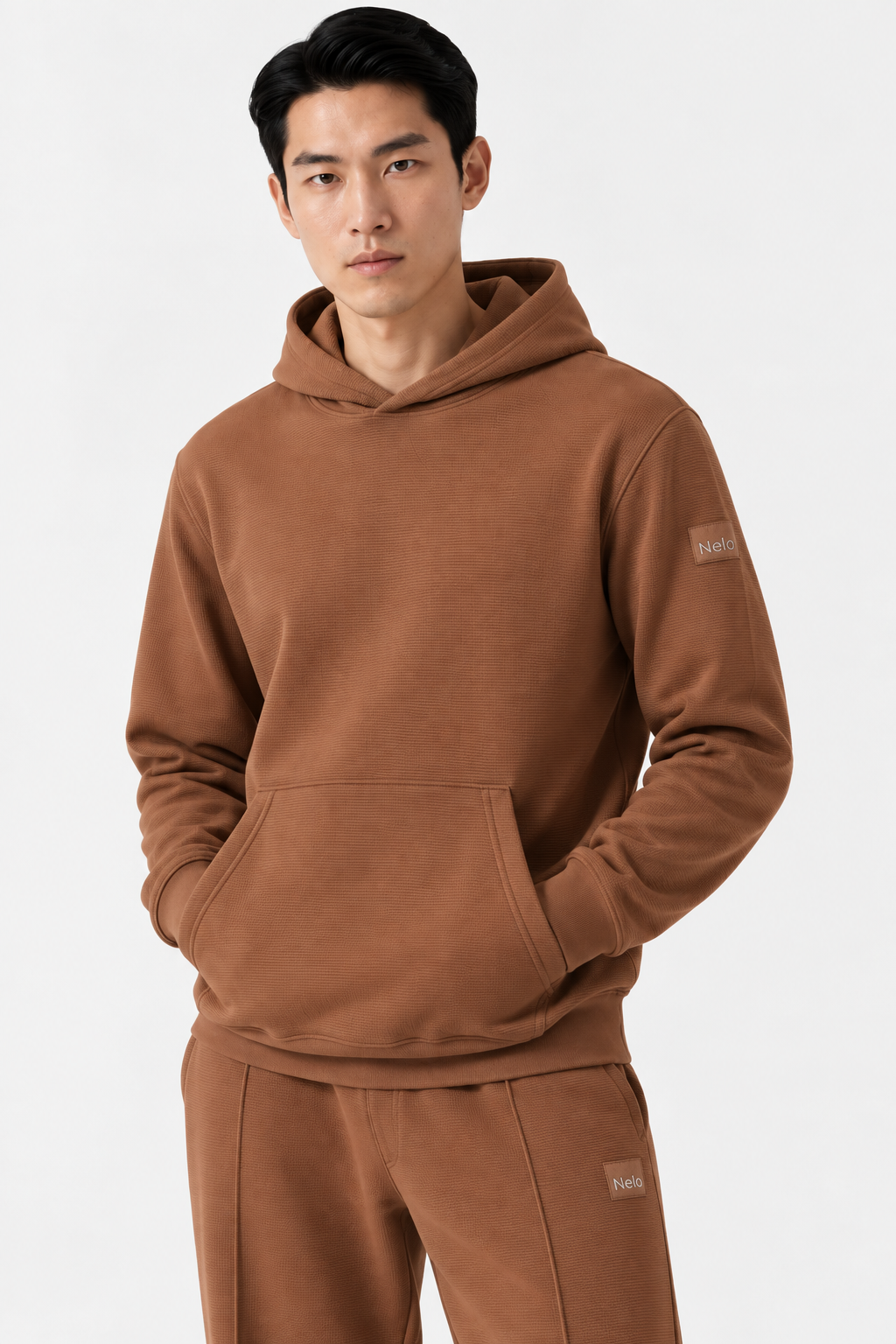 Mocha Textured Lounge men hoodie front 