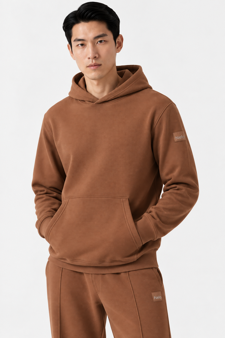 Mocha Textured Lounge men hoodie front 