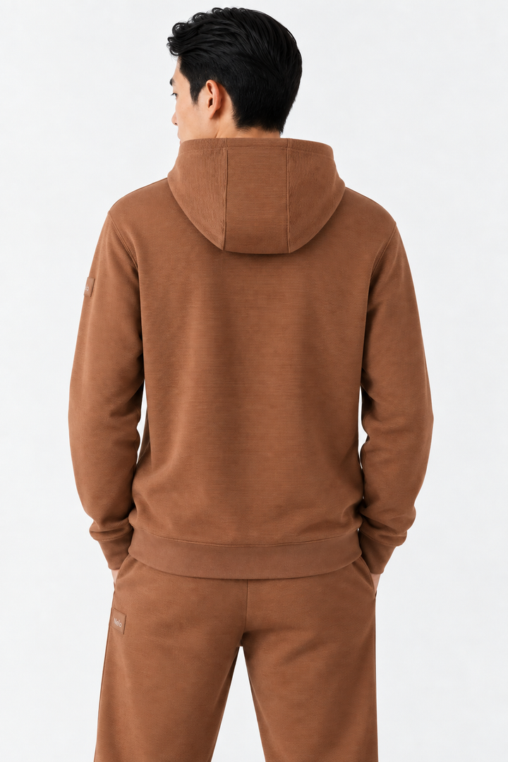 Mocha Textured Lounge men hoodie front 