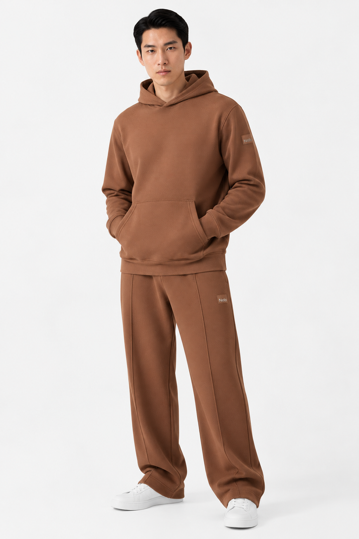 Mocha Textured Lounge men hoodie front 