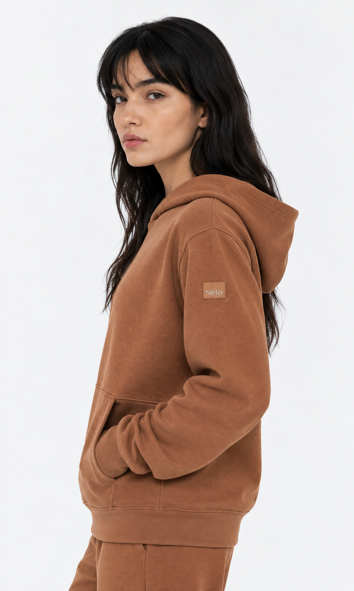 Mocha Textured Lounge men hoodie front 