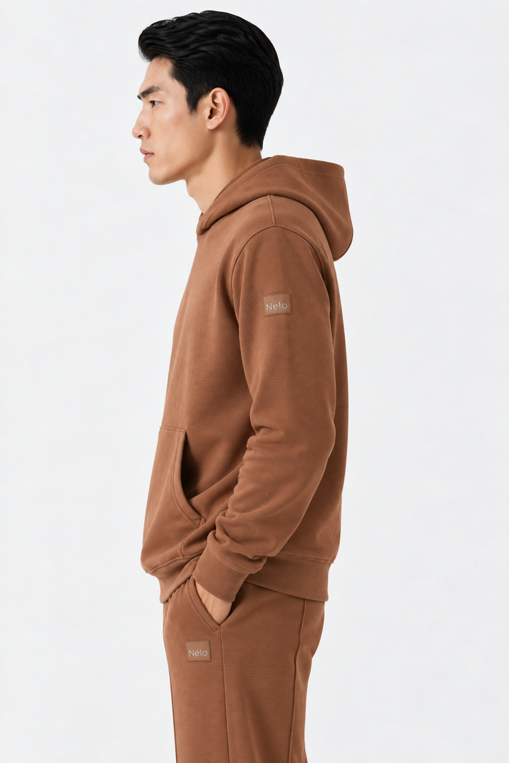 Mocha Textured Lounge men hoodie front 