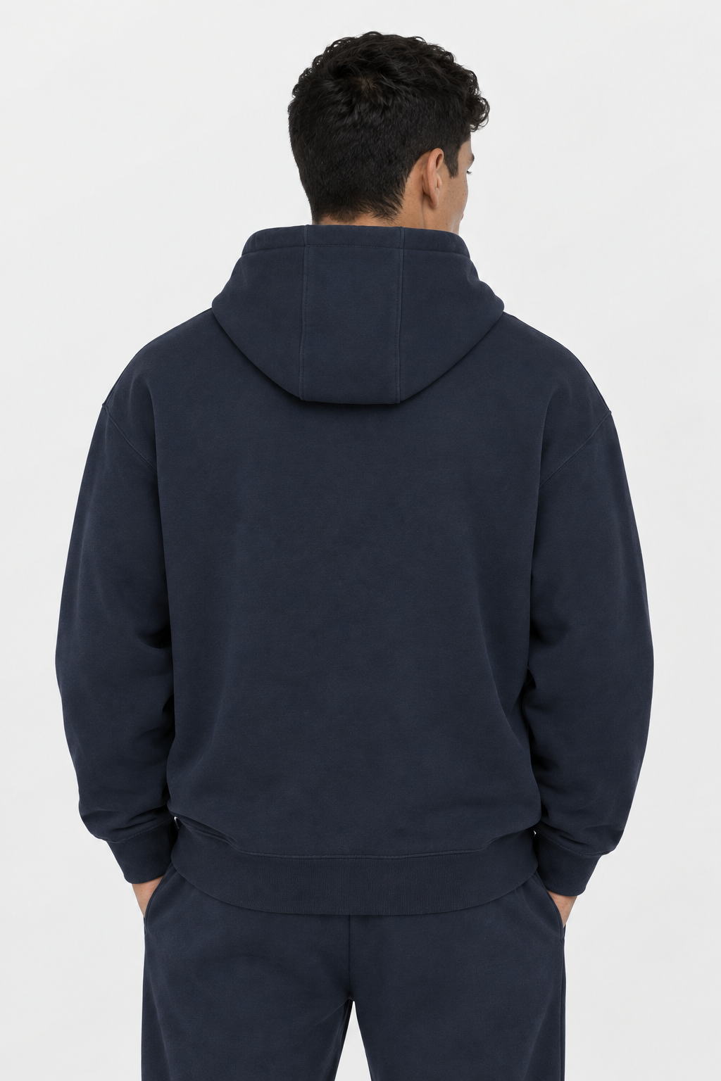 Navy signature cotton hoodie back 