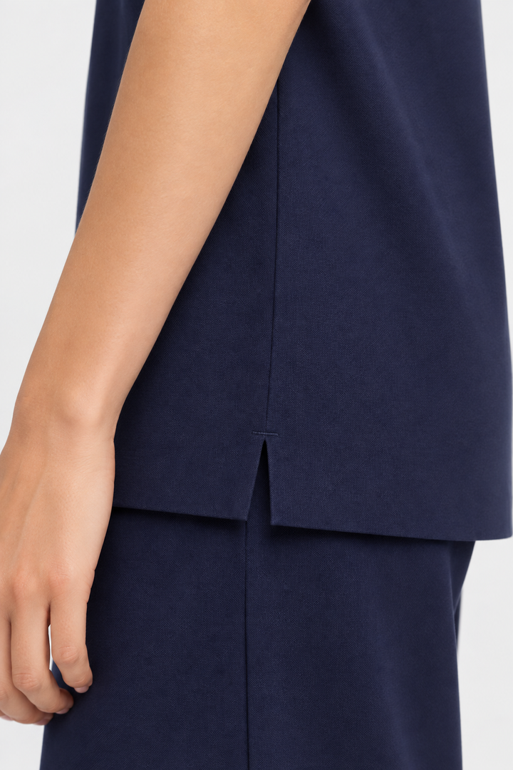 Navy Performance silk women tee front 