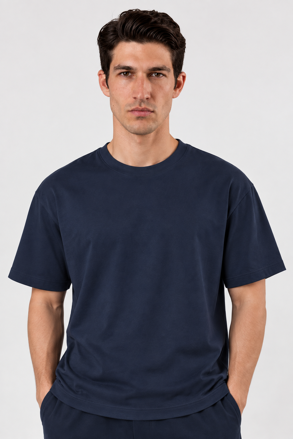 Navy Performance silk men tee front 