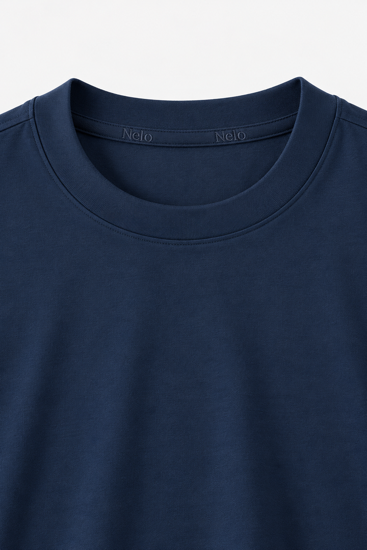 Navy1 100% cotton women tee front 
