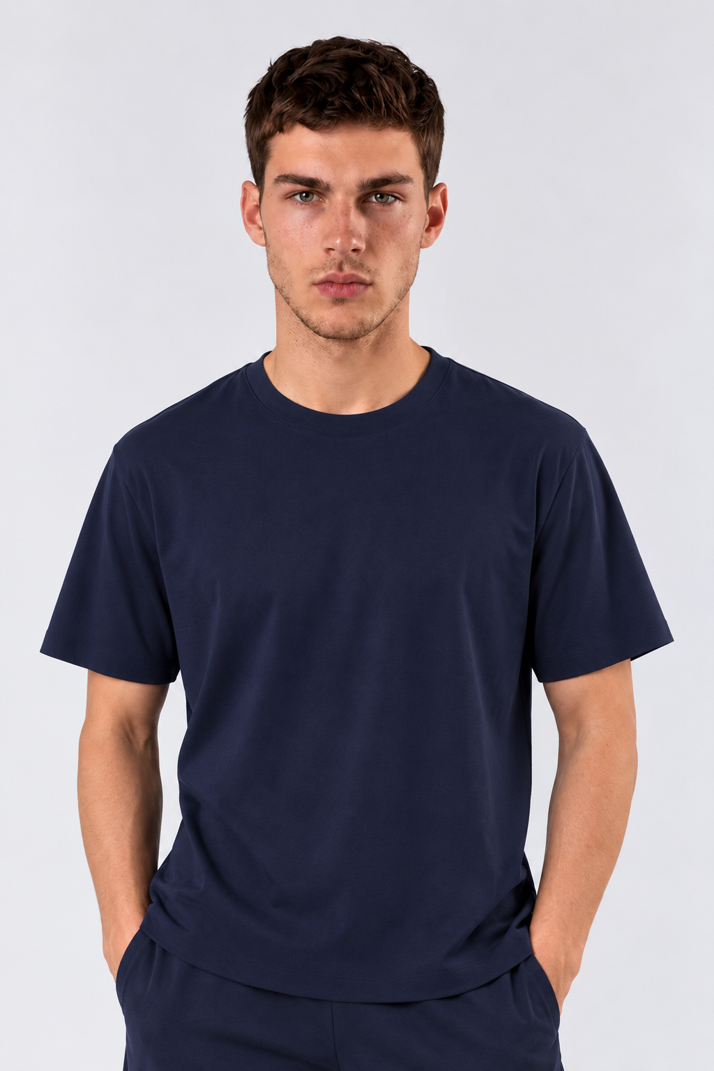 Navy Performance silk men tee front 