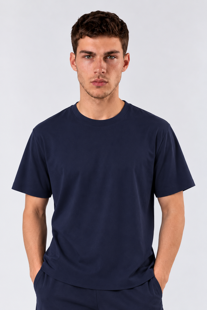 Navy Performance silk men tee front 
