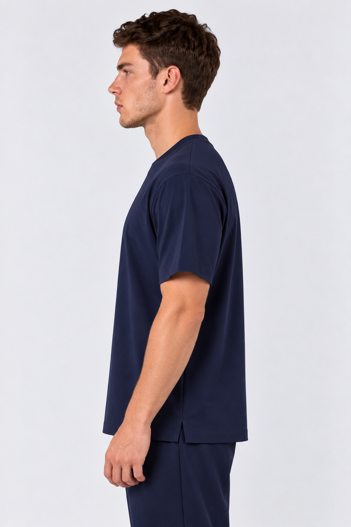 Navy Performance silk men tee front 