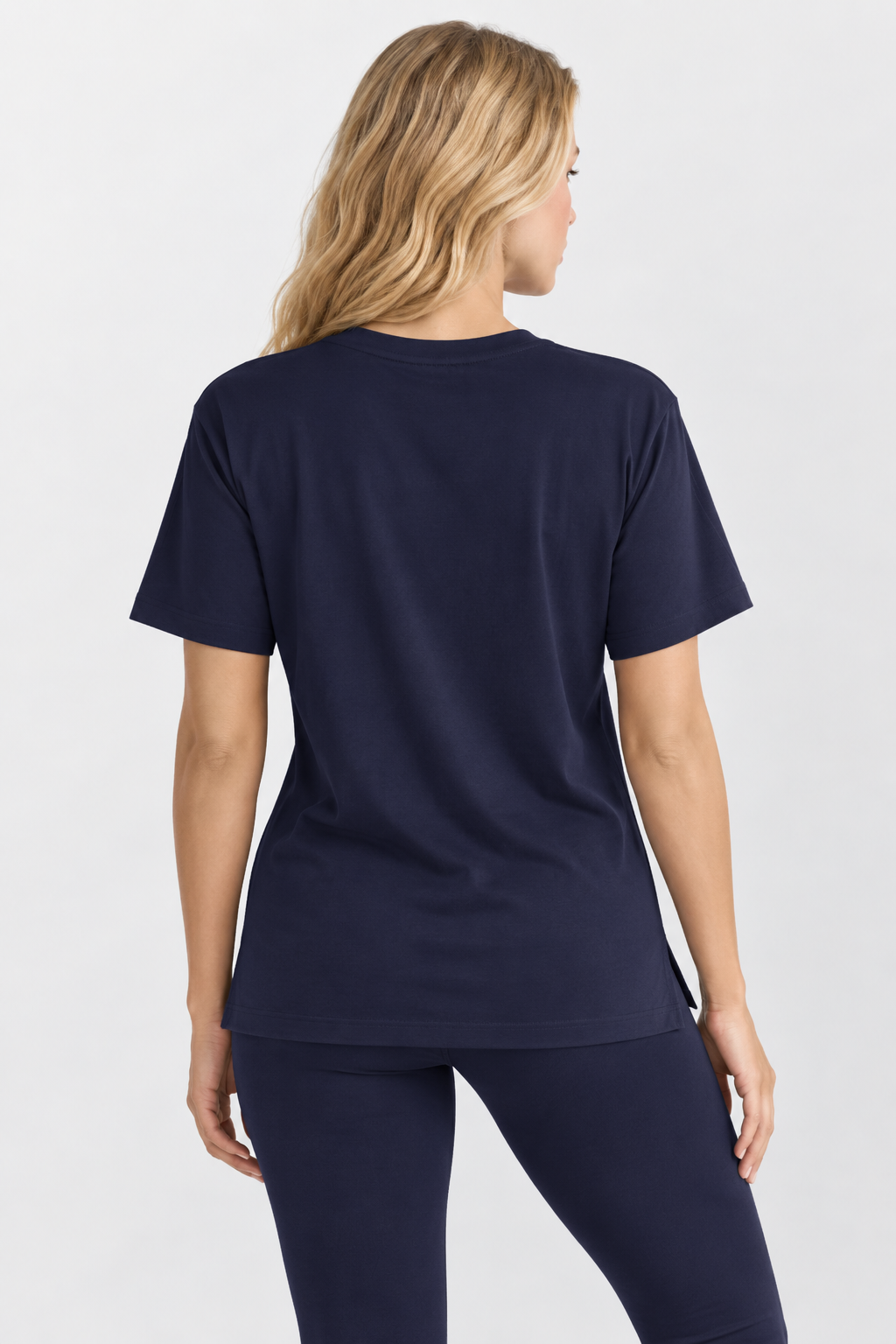 Navy Performance silk women tee front 