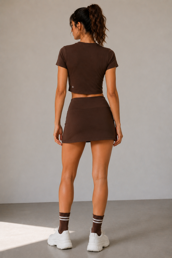 Espresso brown women crop tee back 