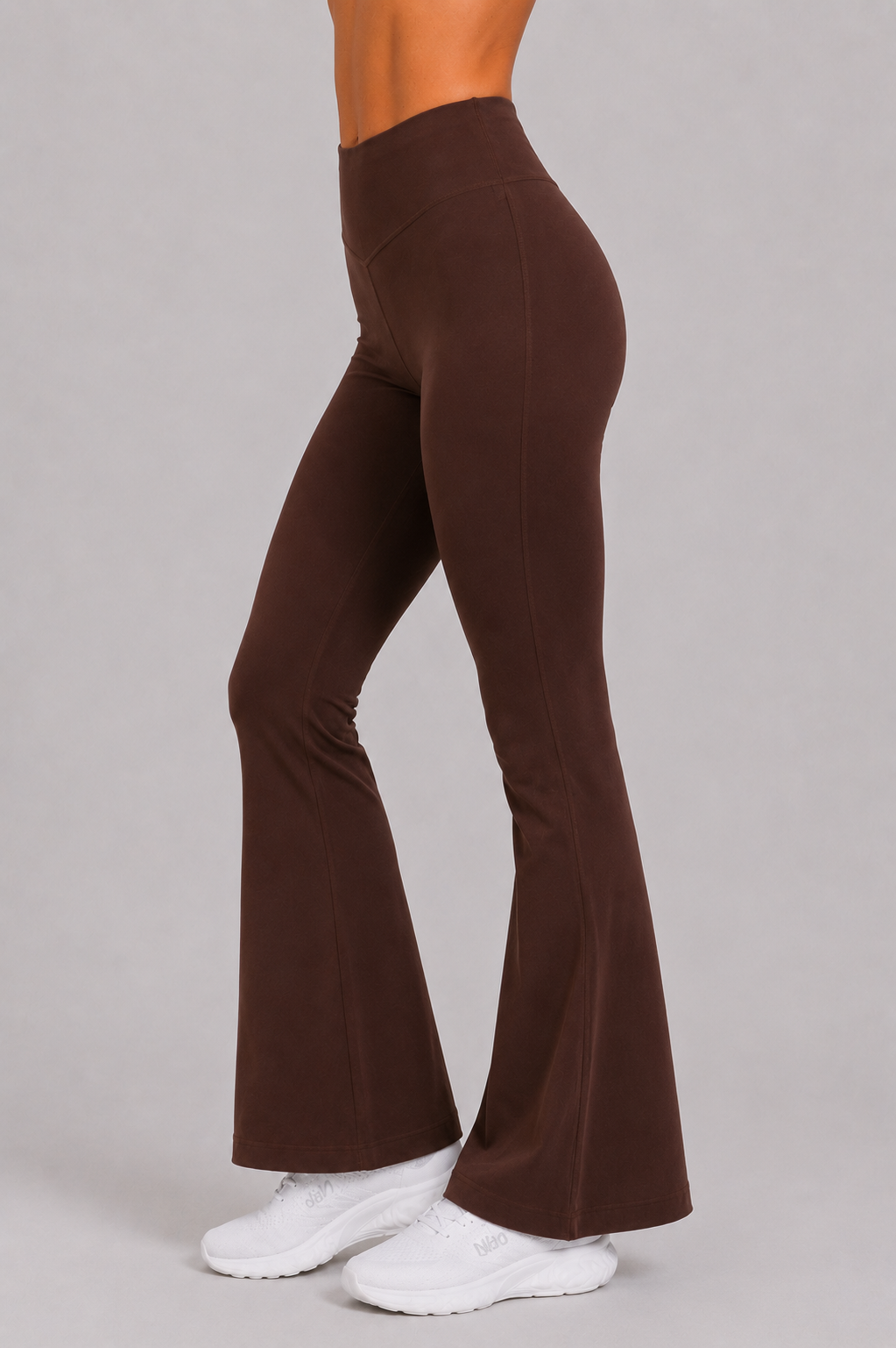 Espresso brown women flare leggings front 