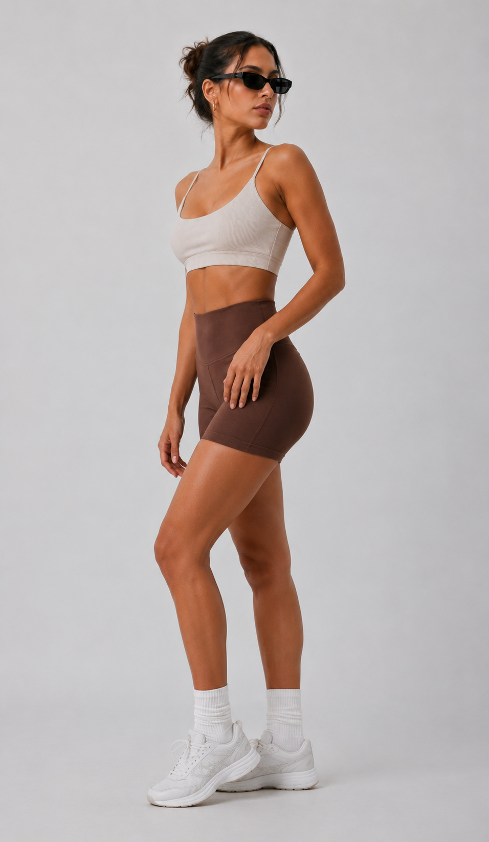 Espresso brown women shorts side 