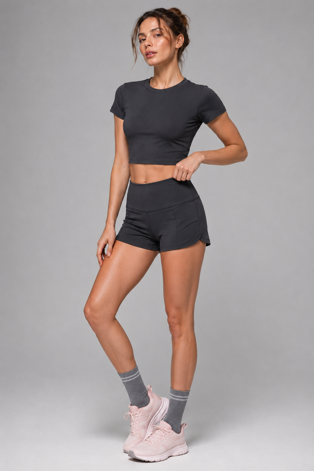 Solar grey women crop tee front 