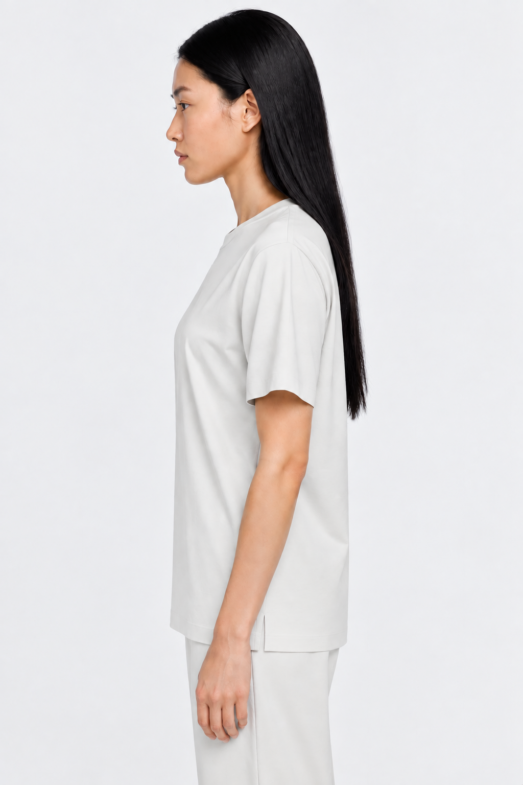 Pearl Grey Performance silk women tee front 