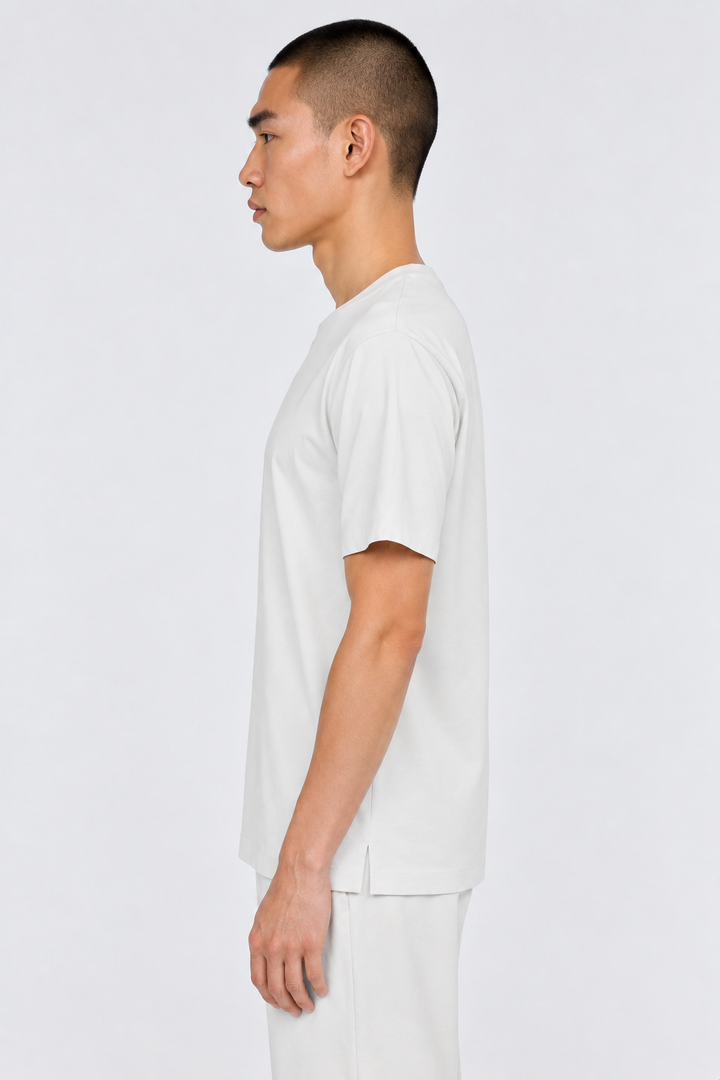 Pearl Grey Performance silk men tee front 
