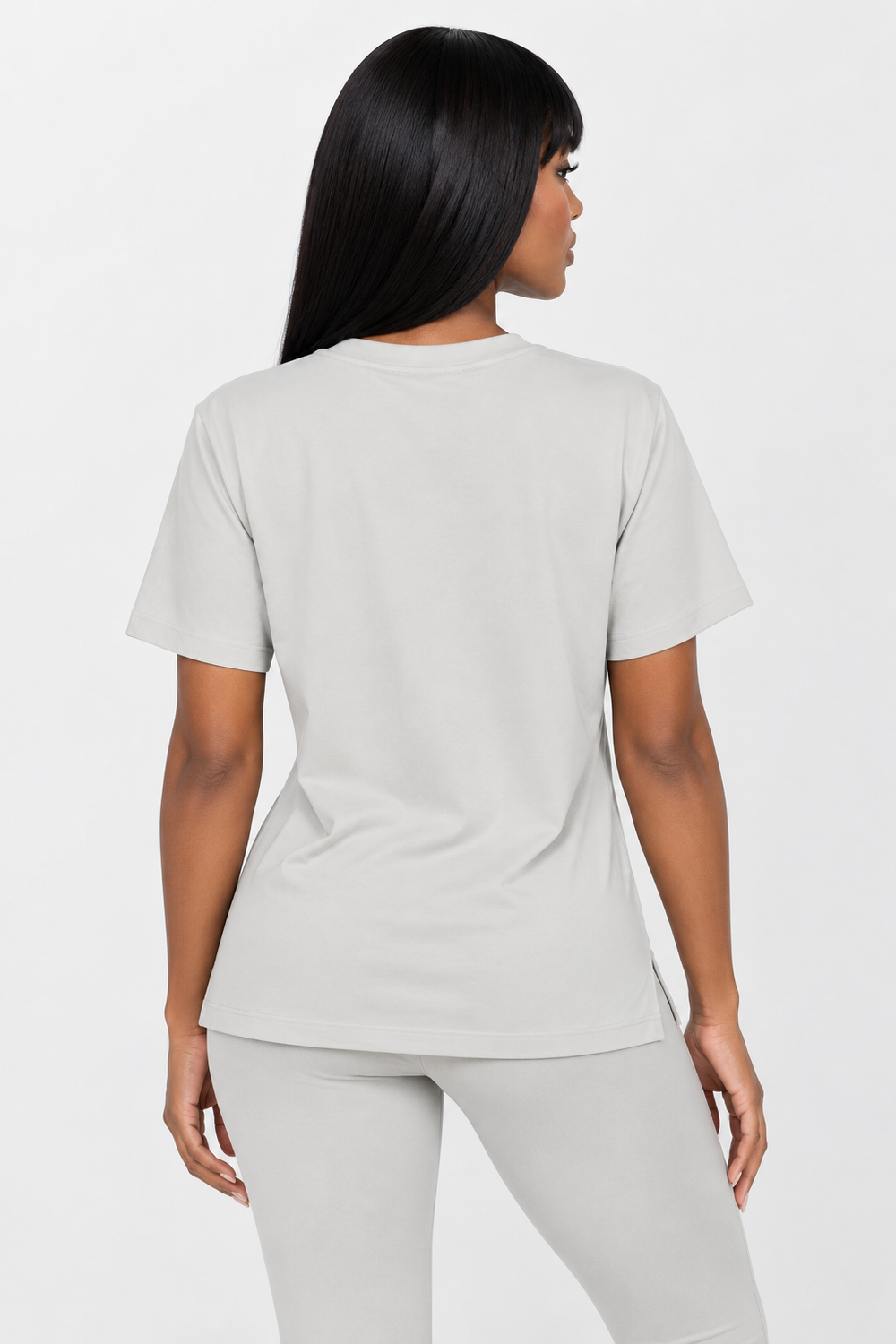 Pearl Grey Performance silk women tee front #color_pearl-grey3