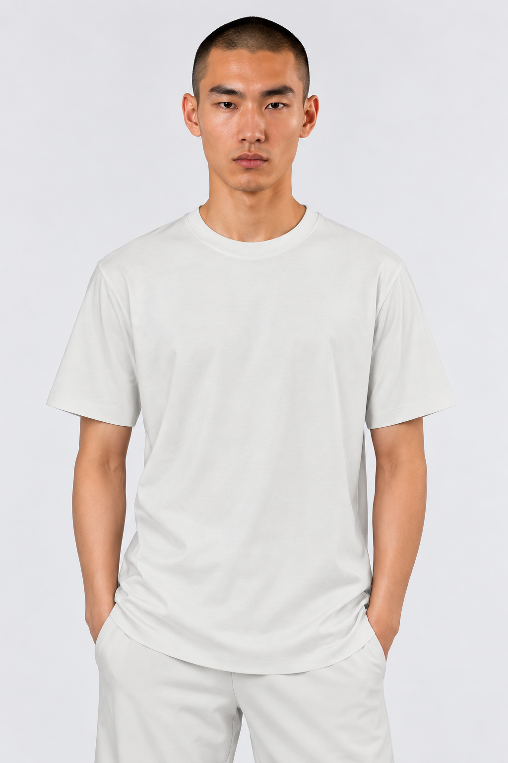 Pearl Grey Performance silk men tee front 