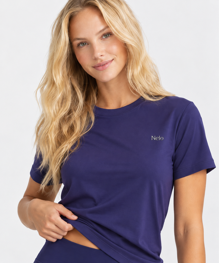 Purple Binge tee &amp; shorts set front 