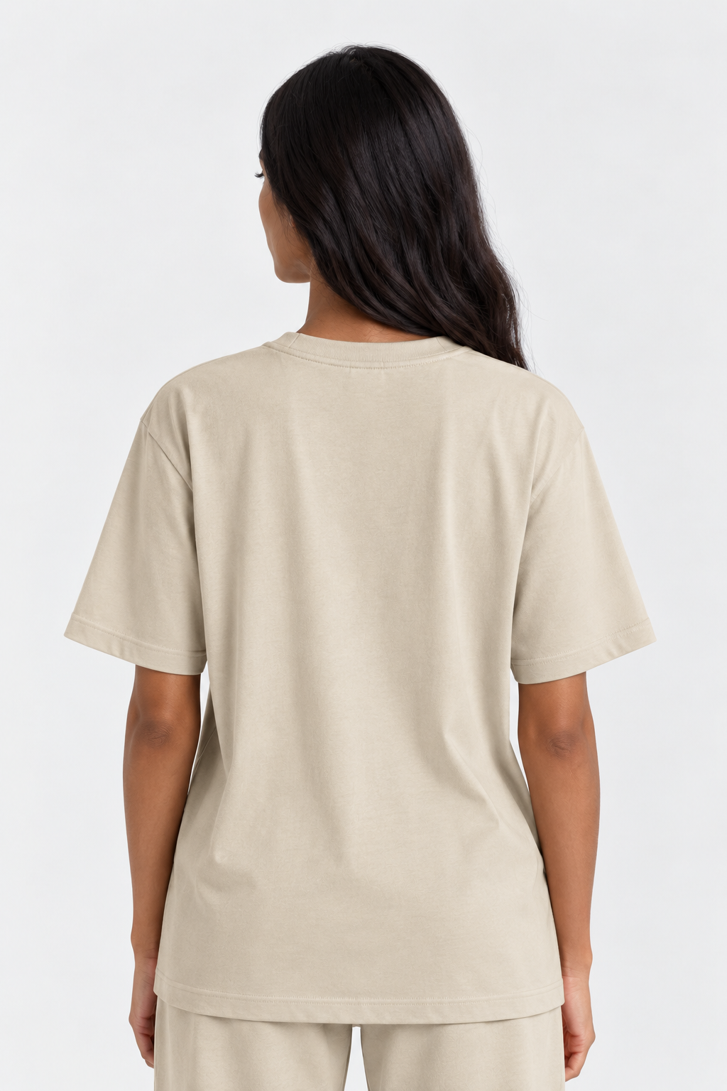 Sand 100% cotton women tee front 