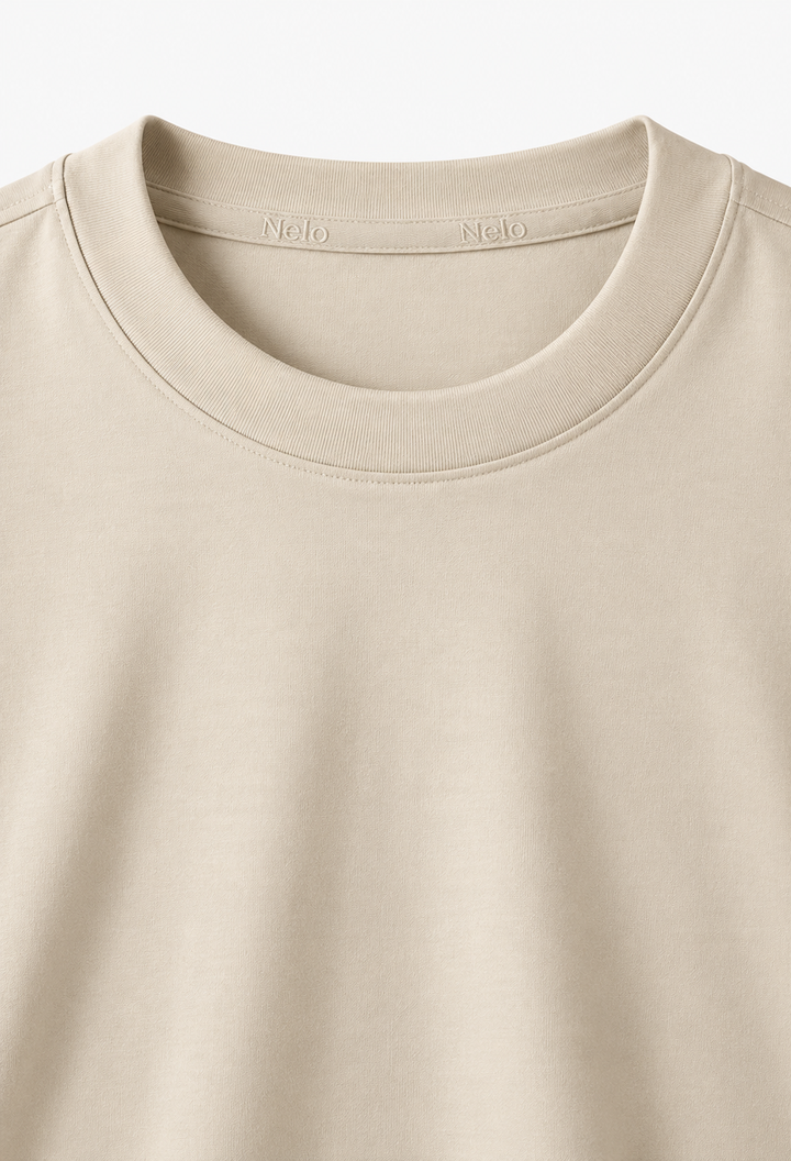 Sand 100% cotton women tee front 