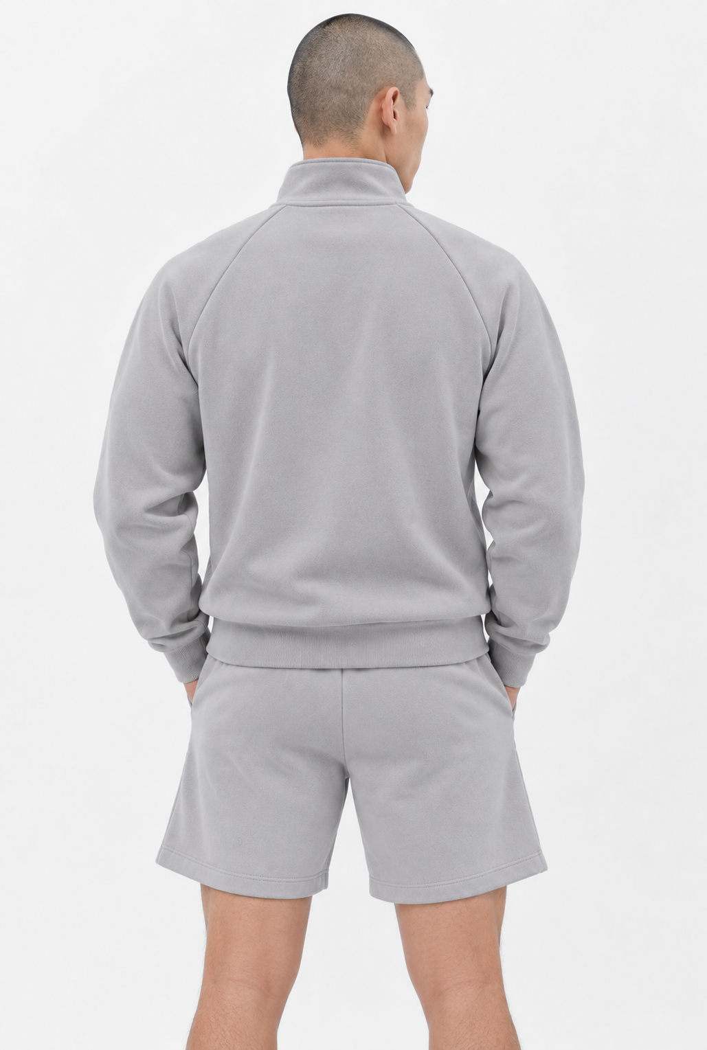 Solar Grey men half zip back 