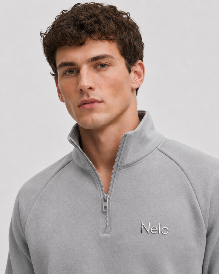 Solar Grey men half zip front 