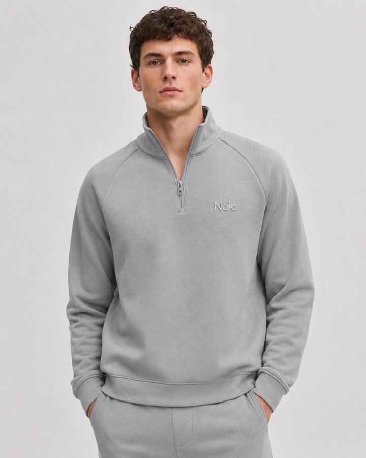 Solar Grey men half zip front 