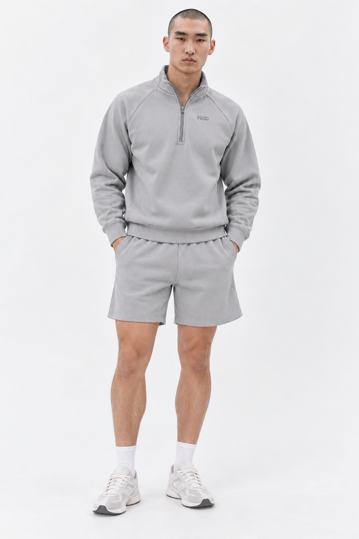 Solar Grey men half zip front 