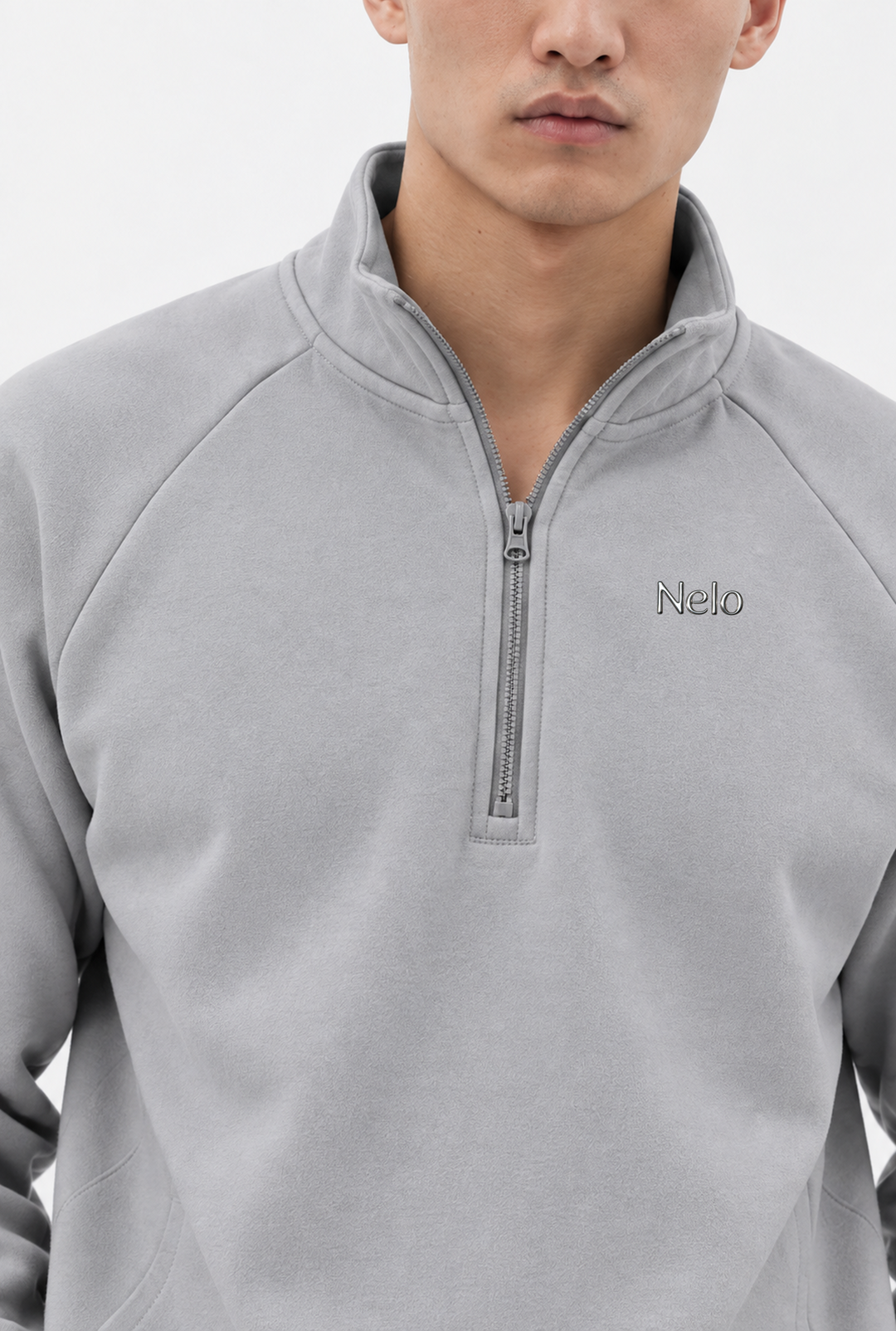 Solar Grey men half zip front 