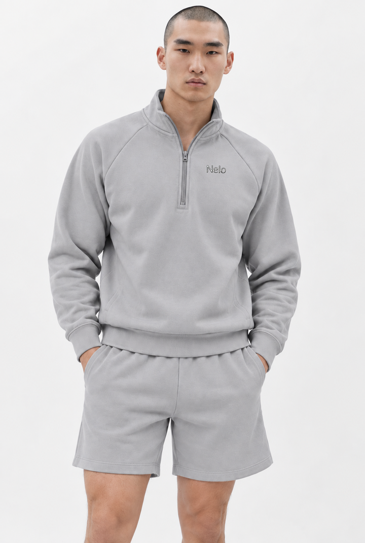 Solar Grey men half zip front 