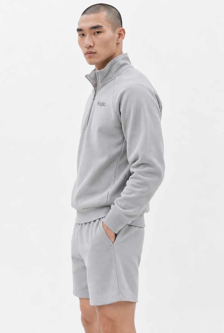 Solar Grey men half zip side 