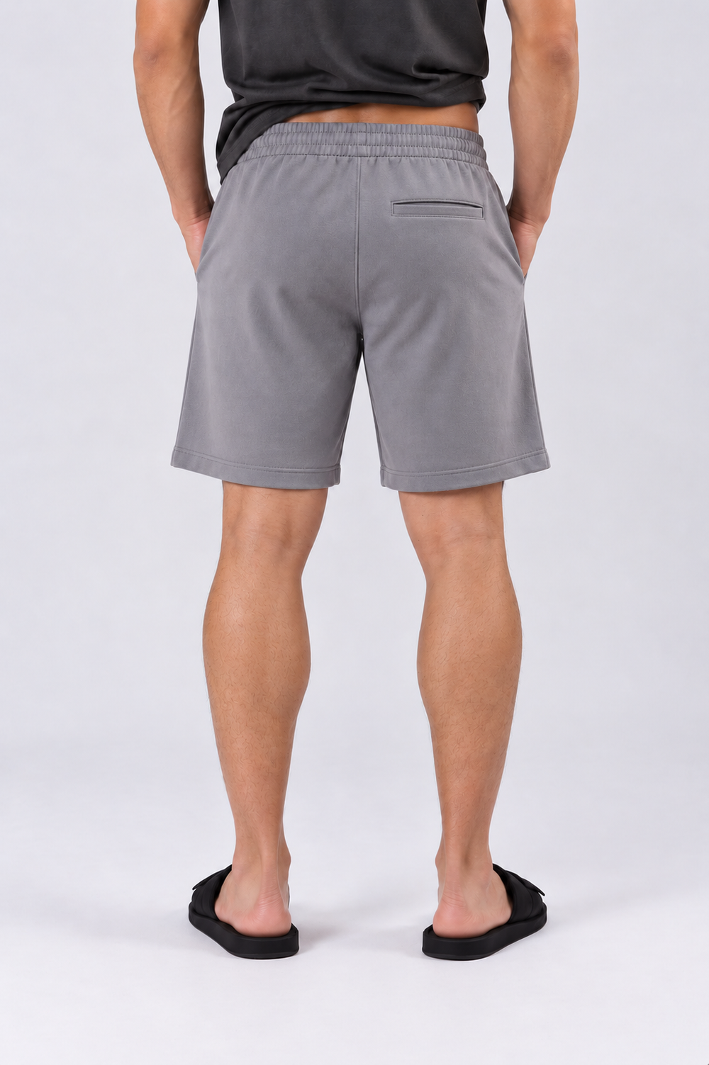 Solar Grey men shorts back #color_solar-grey