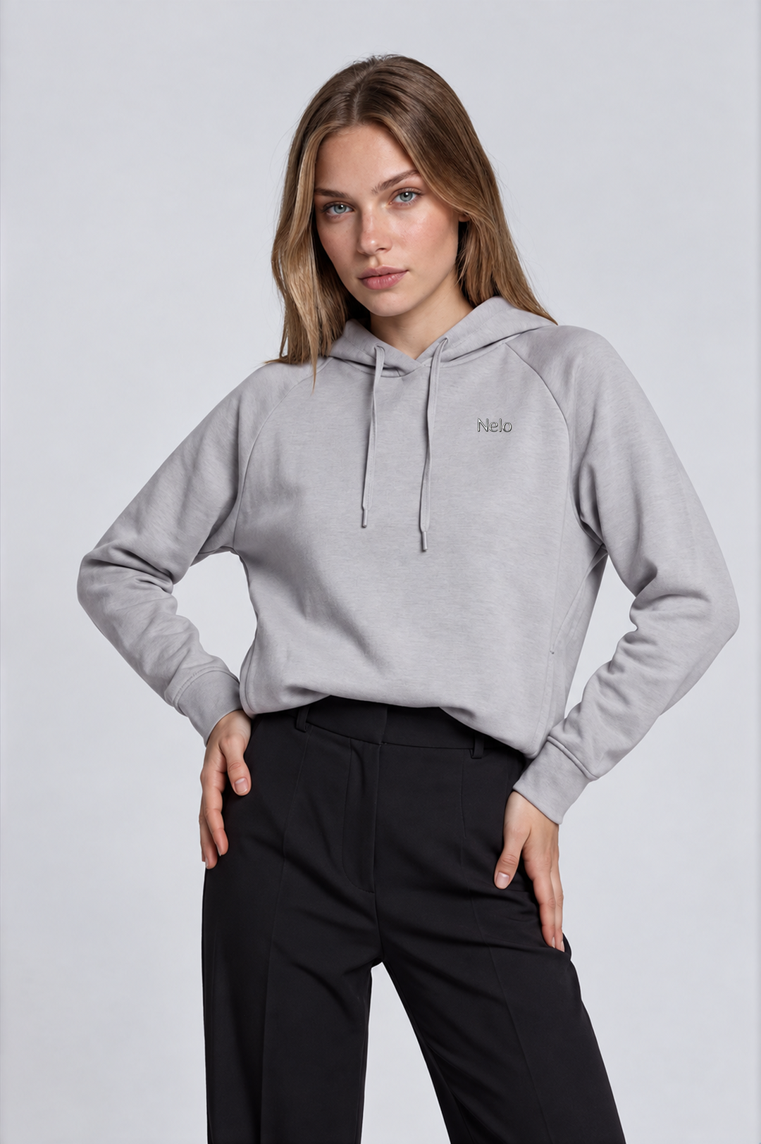 Solar grey women hoodie front #color_solar-grey