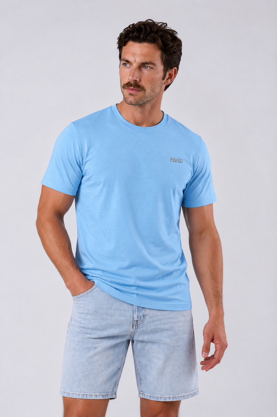 Steel blue men T-shirts front 