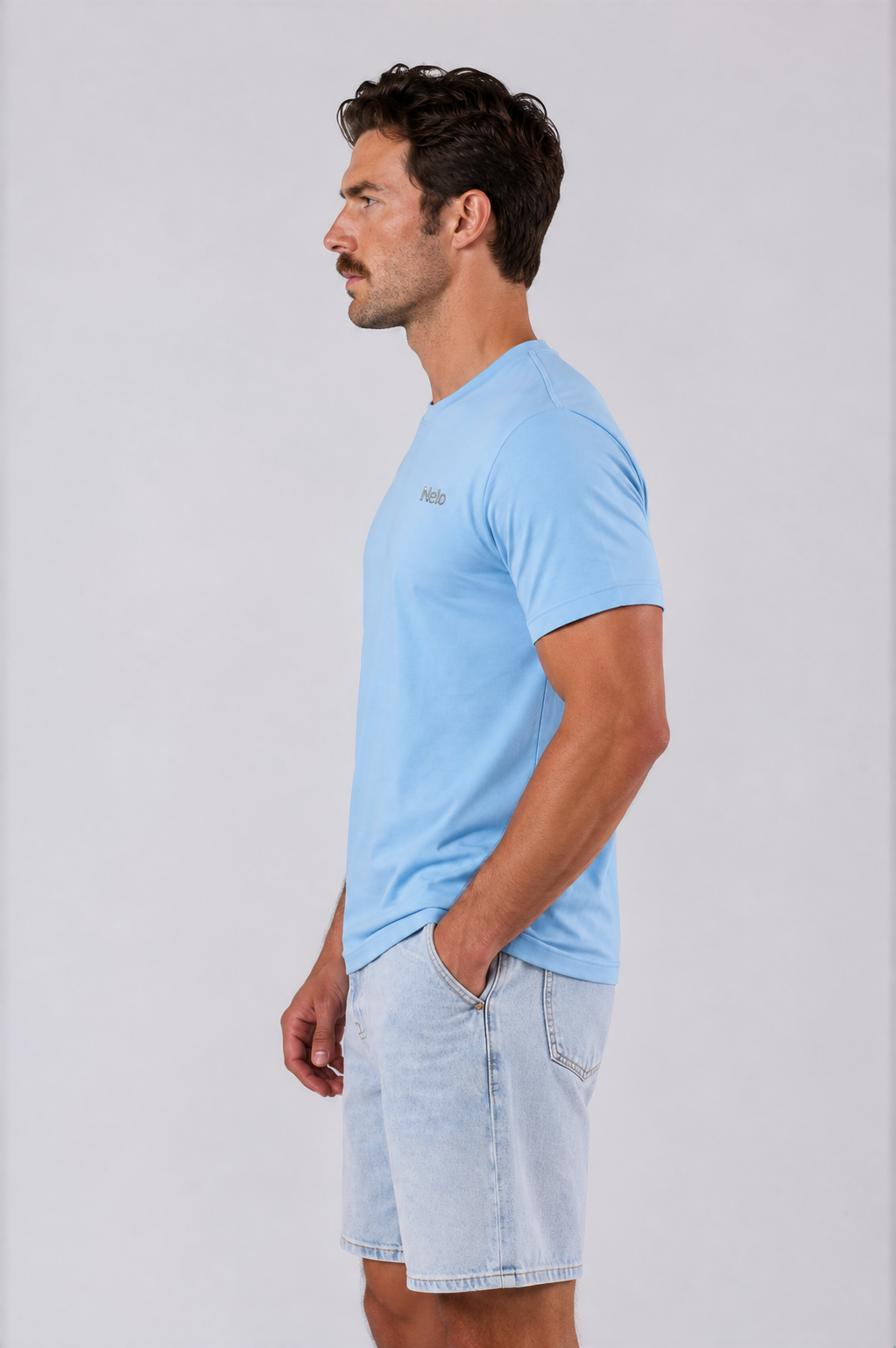 Steel blue men T-shirts side 