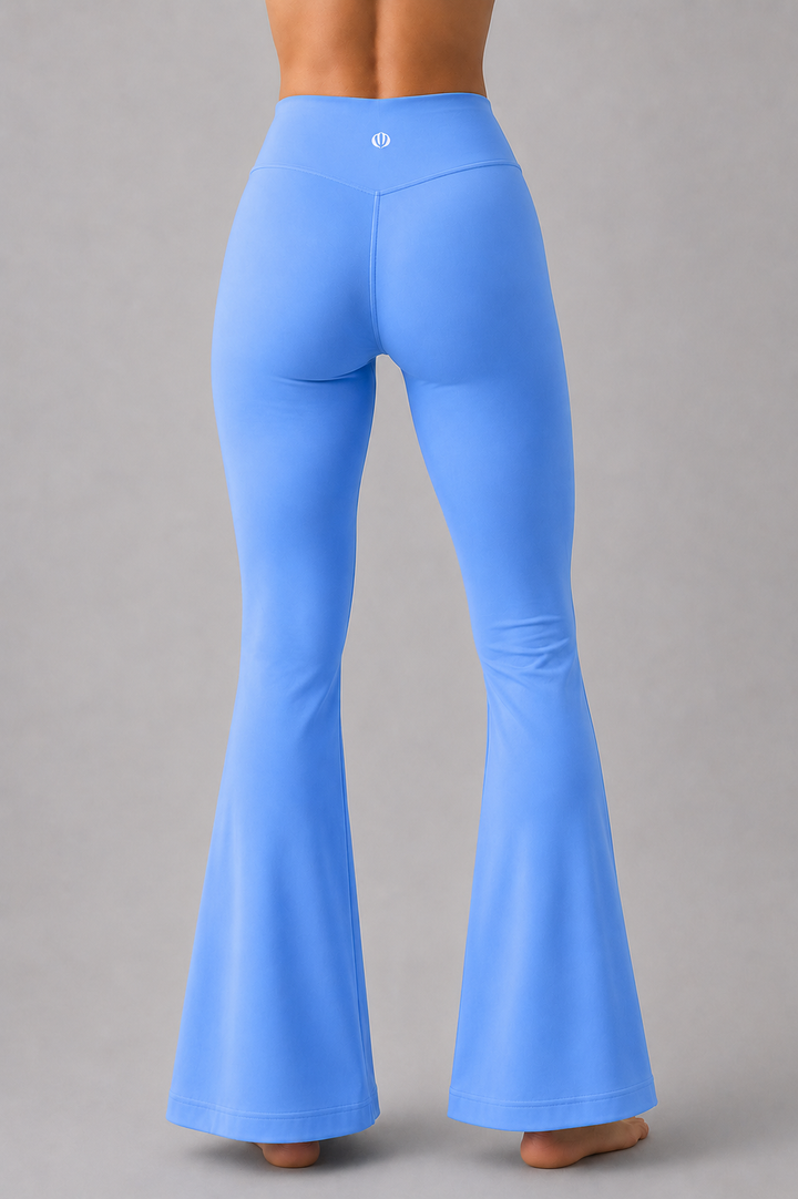 Steel blue women flare leggings front 