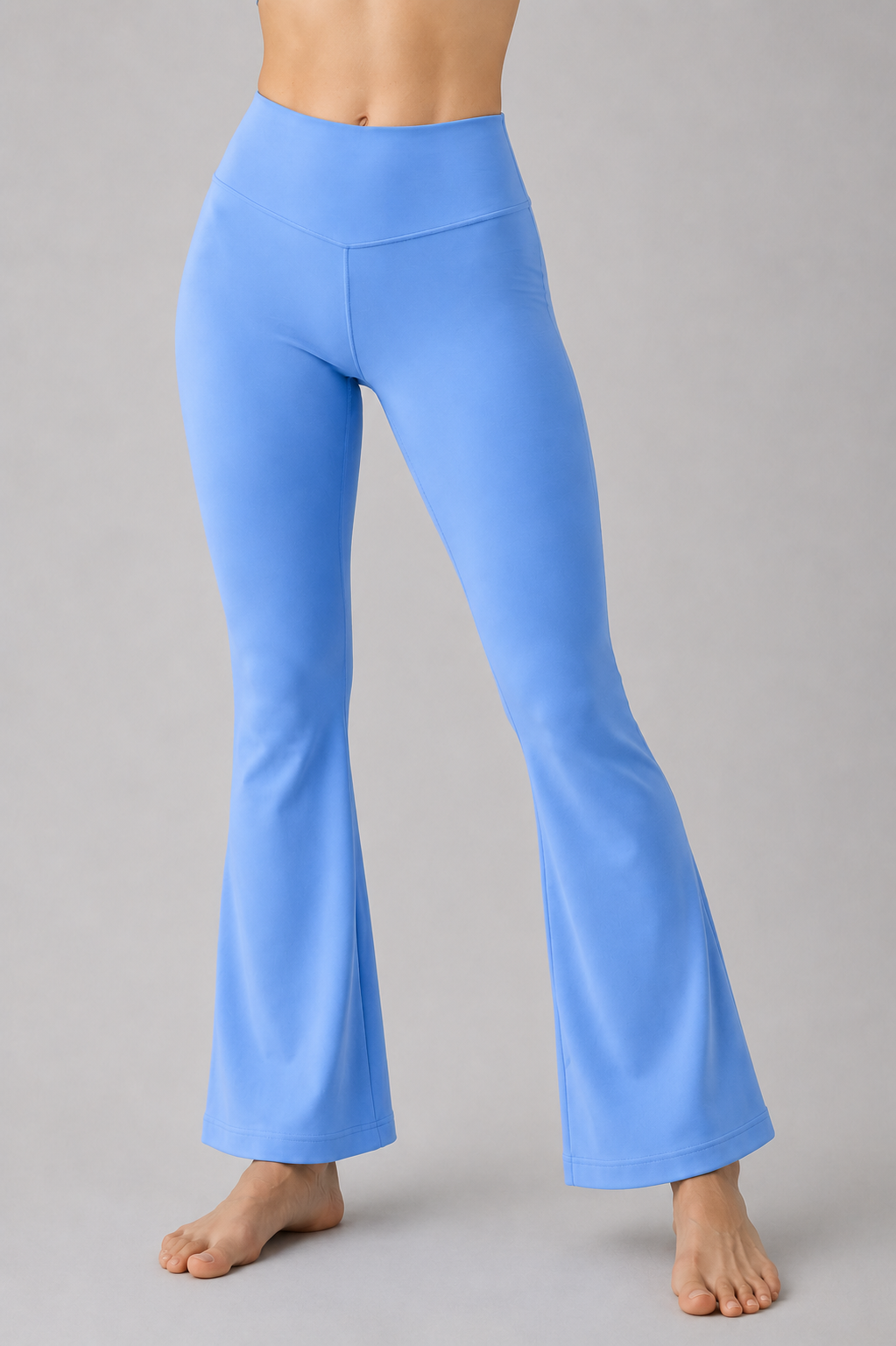 Steel blue women flare leggings front 