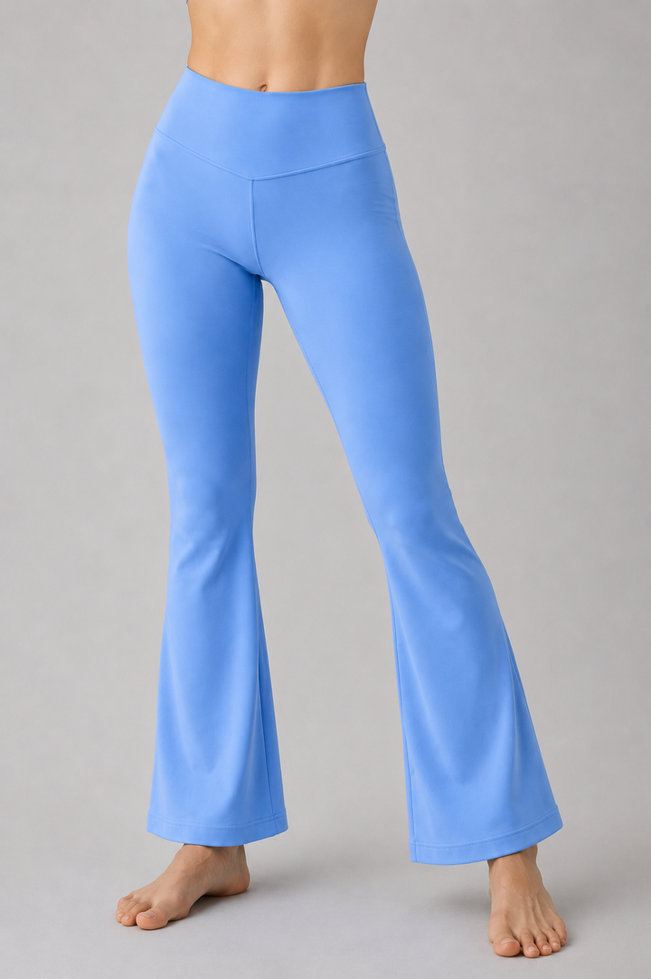 Steel blue women flare leggings front 