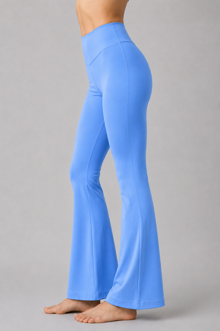 Steel blue women flare leggings front 