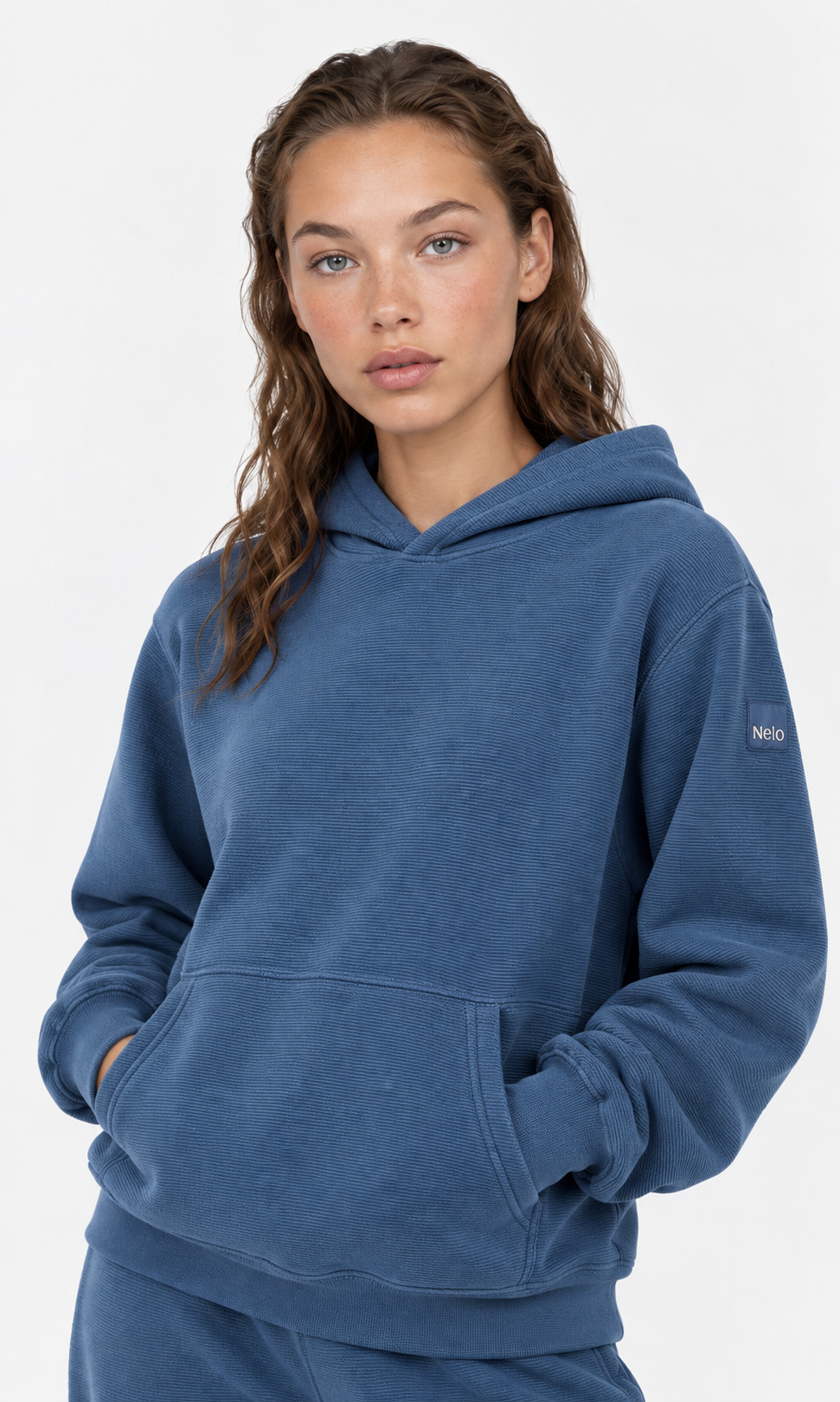 True Navy Textured Lounge men hoodie front 