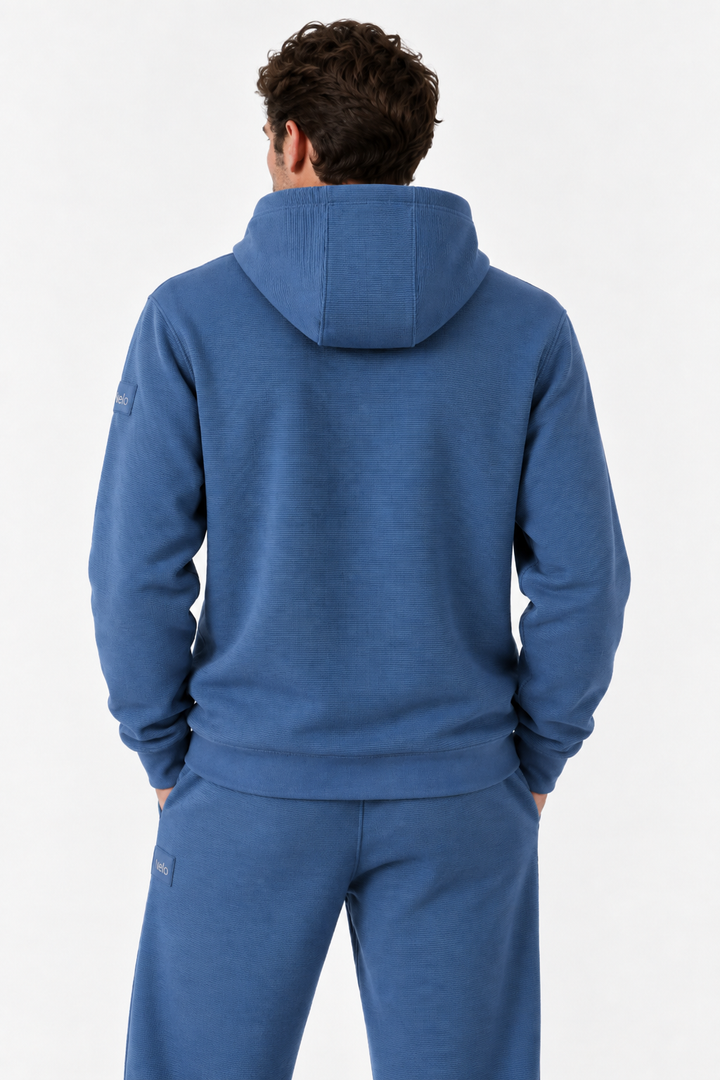 True Navy Textured Lounge men hoodie front 