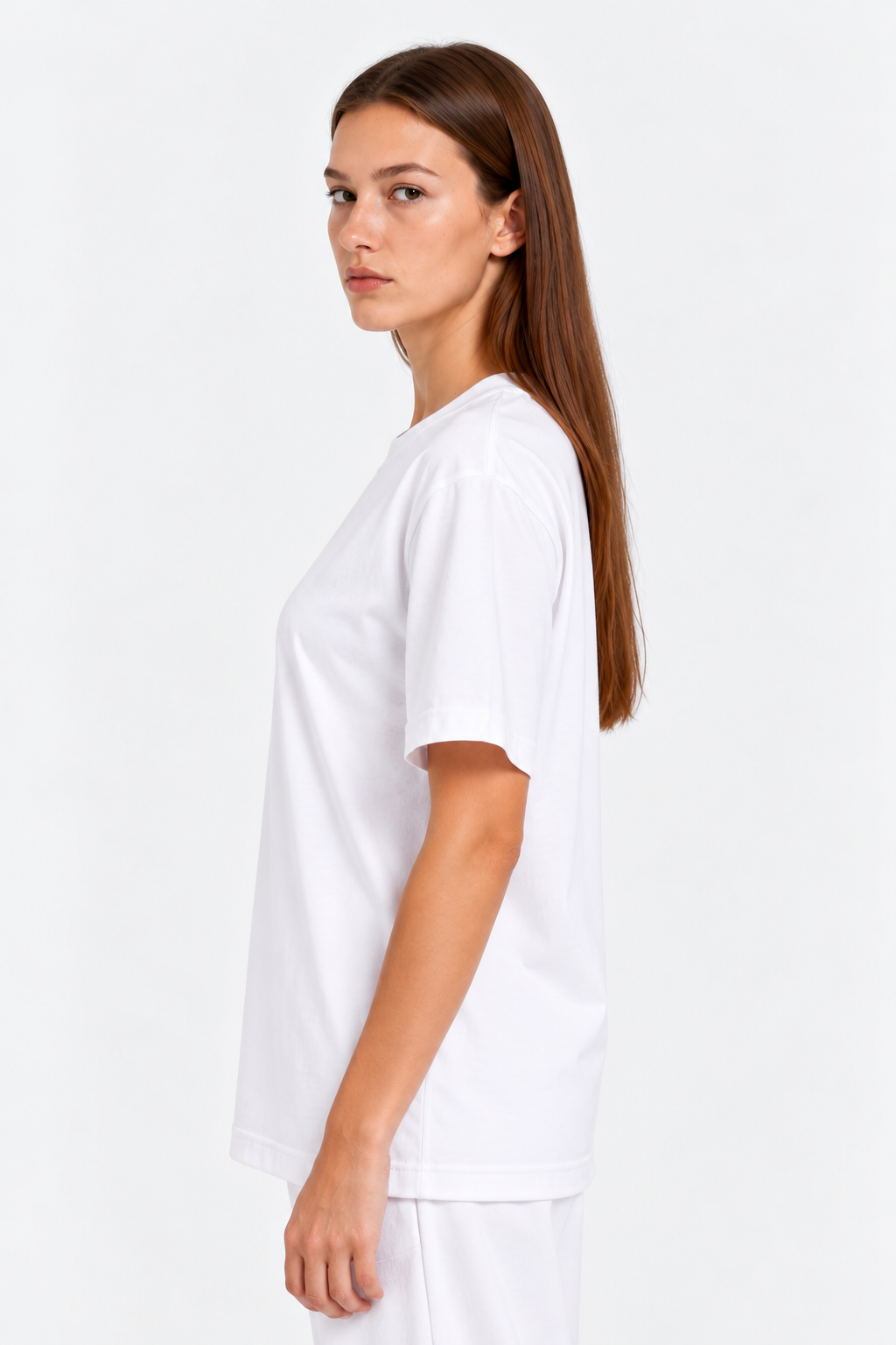 White 100% cotton women tee front 
