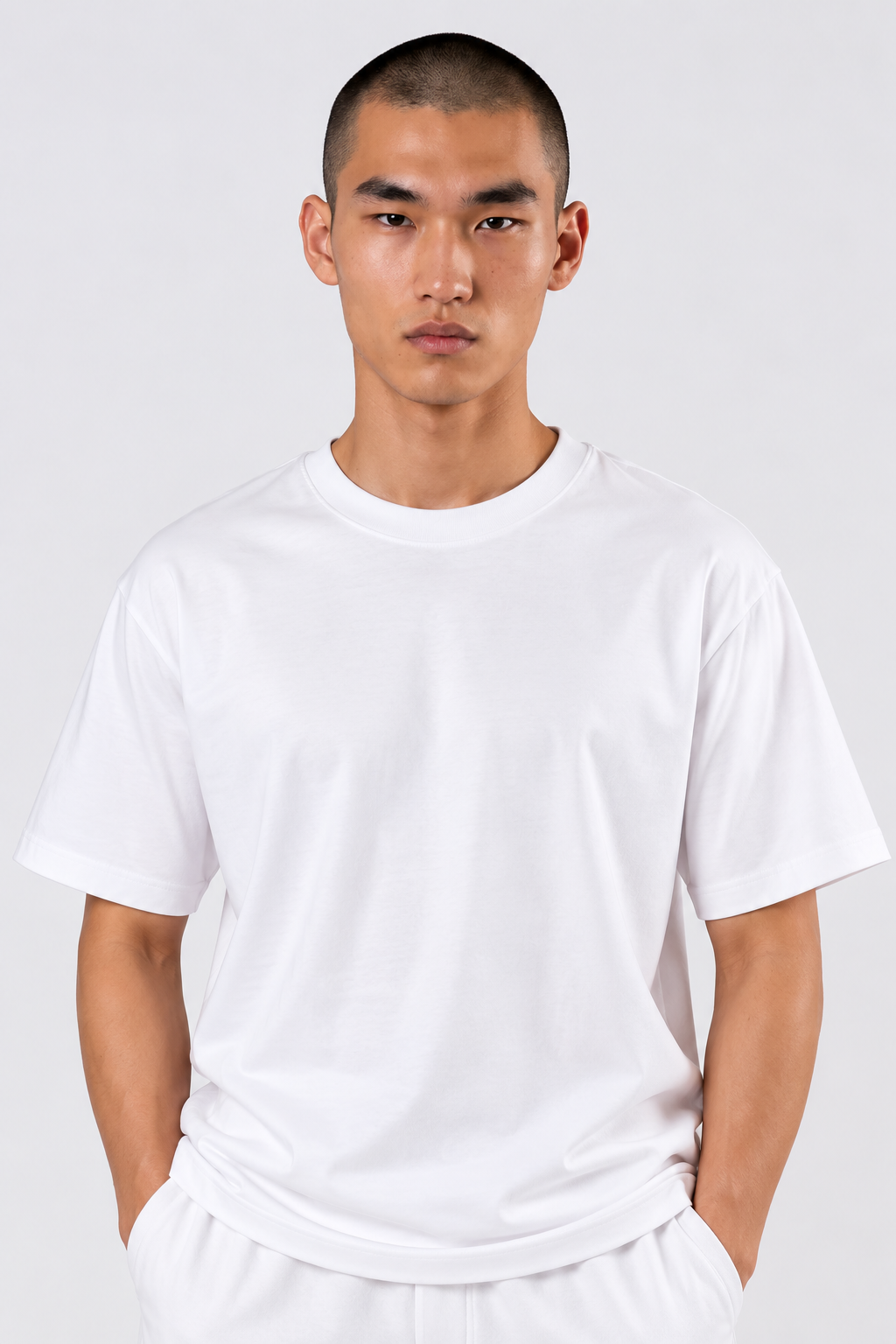 White Performance silk men tee front 