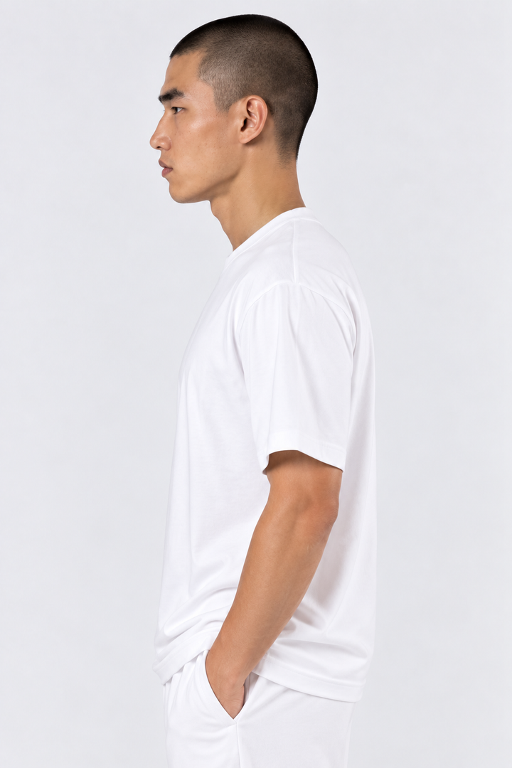 White Performance silk men tee front 
