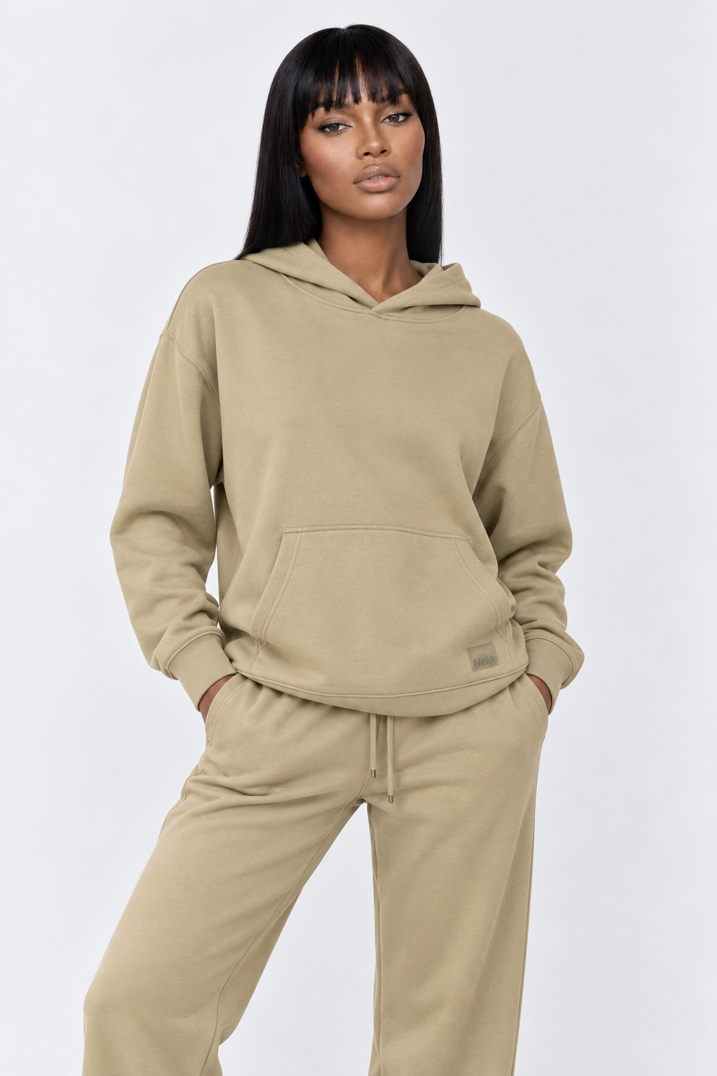 Willow-leaf signature cotton hoodie front 