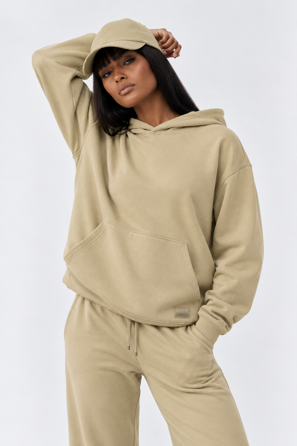 Willow-leaf signature cotton hoodie front 