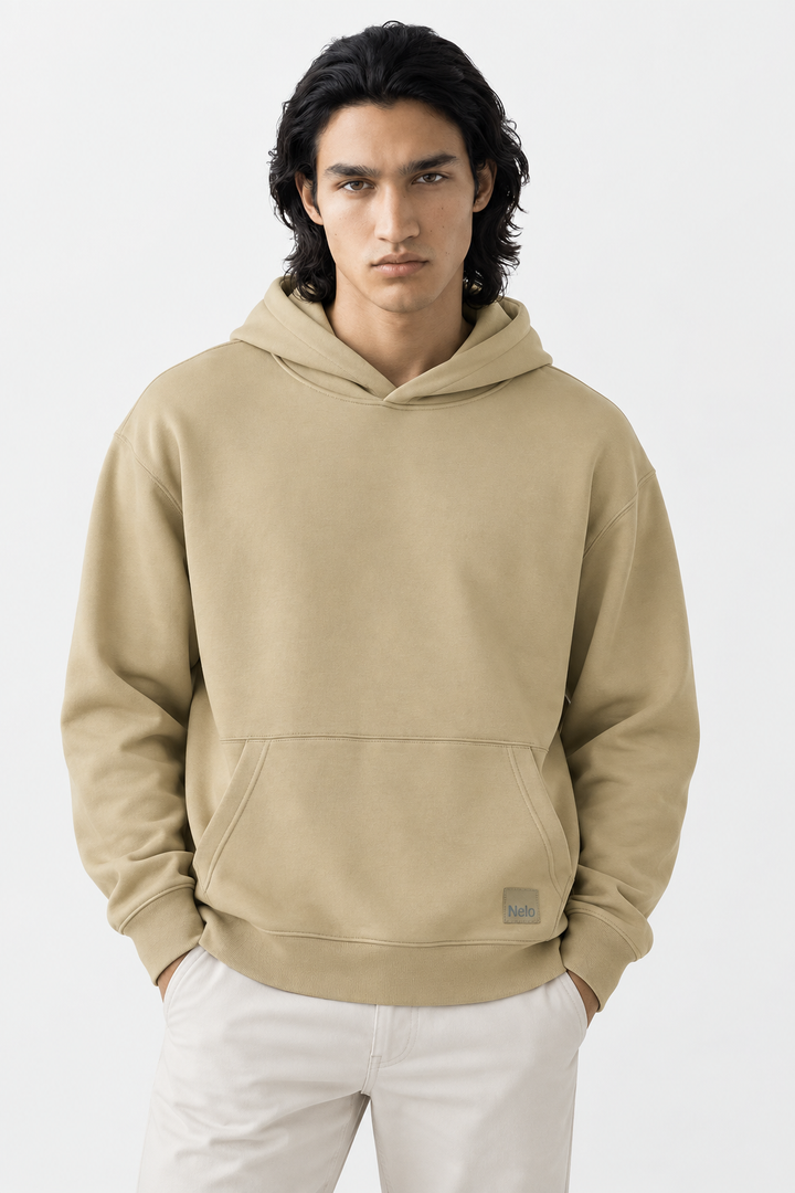 Willow-leaf signature cotton hoodie front 