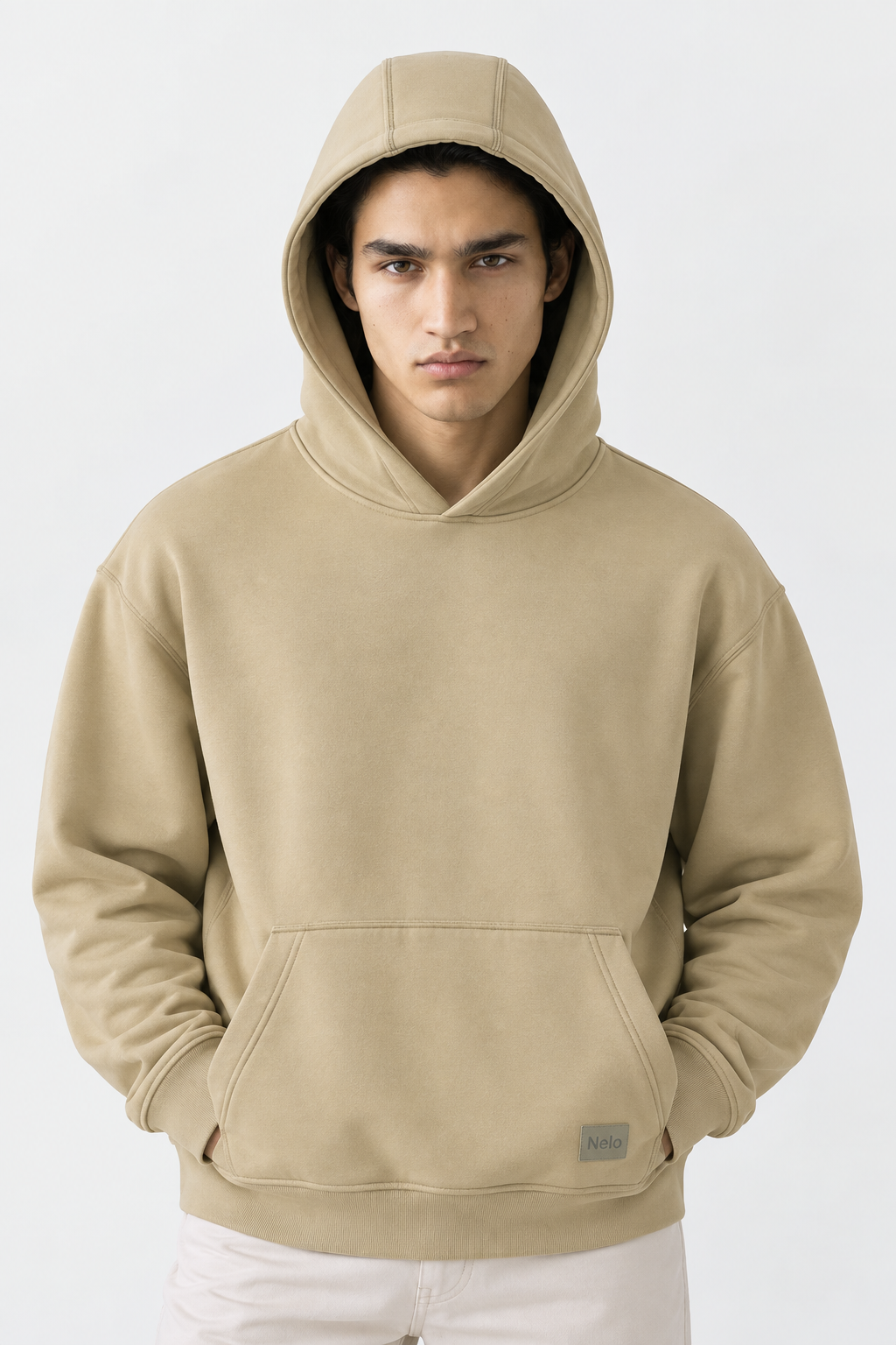 Willow-leaf signature cotton hoodie front 