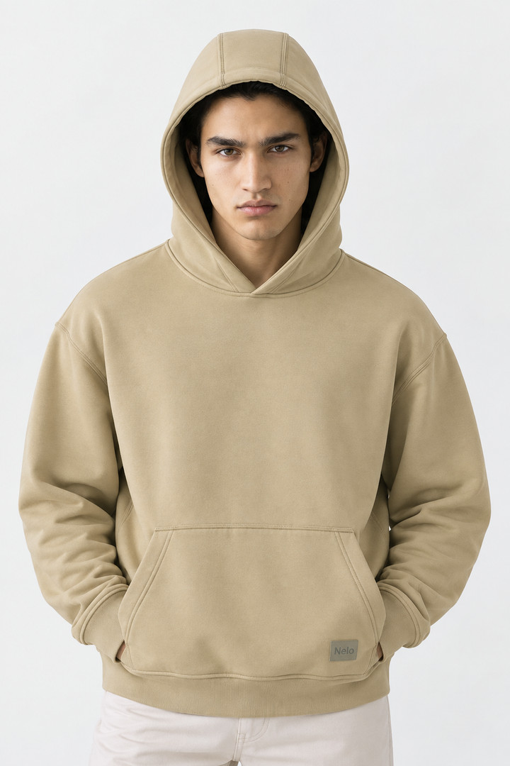 Willow-leaf signature cotton hoodie front 